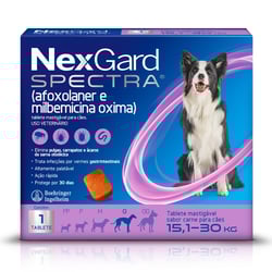 Nexgard Spectra Antipulgas E Vermífugo Cães 15,1Kg A 30Kg 1 Tablete - 3 Tabletes