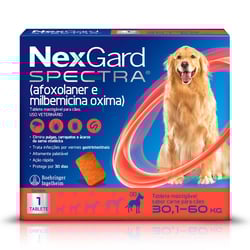 Nexgard Spectra Antipulgas E Vermífugo Cães 30,1Kg A 60Kg 1 Tablete