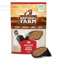 Osso Casco Bovino Bacon E Queijo Com 2 Unidades Para Cães Natural Farm