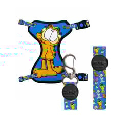 Peitoral E Guia Meumiau Style Garfield Azul Para Gatos