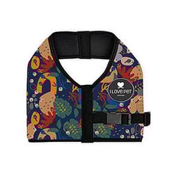 Peitoral Floral Marinho I Love Pet Para Cães - Tamanho 2