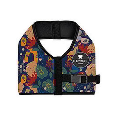 Peitoral I Love Pet Floral Marinho Para Cachorros - Tamanho 1