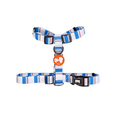 Peitoral Zooz Pets Snoopy Blue Orange Para Cachorros - Tamanho P
