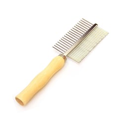 Pente Duplo Napi 49 Dentes Com Cabo De Madeira Para Cães E Gatos