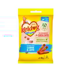 Petisco Bifinho Keldog Mini Bites Carne E Leite Para Filhotes De Cães - 50G