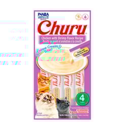 Petisco Cremoso Churu Galinha E Camarão Para Gatos - 56G