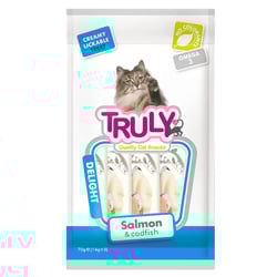 Petisco Cremoso Truly Creamy Sabor Salmão E Bacalhau Para Gatos - 70G