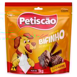 Petisco Mastigável Petiscão Carne - 1Kg Para Cachorros