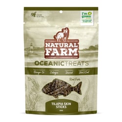 Petisco Natural Farm Oceanic Treats Tilápia Skin Para Cães 100G