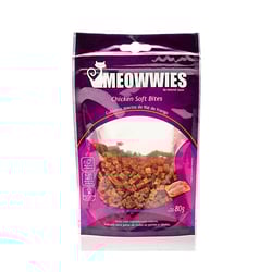 Petisco Natural Meowwies Soft Bites Frango Para Gatos - 80G