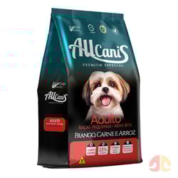 Ração Allcanis Mini Bits Frango, Carne E Arroz 25Kg Para Cães Adultos Raças Pequenas