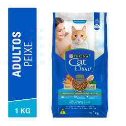 Ração Cat Chow Adultos Sabor Peixe Para Gatos - 1 Unidade - 1 Kilo