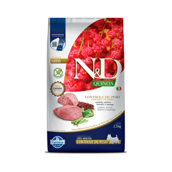 Ração Controle De Peso N&D Quinoa Cordeiro Para Cães Adultos Raças Mini - 2,5Kg