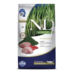 Ração Diet Farmina N&D Spirulina Sabor Cordeiro Para Gatos Adultos Castrados - 7 Kilos