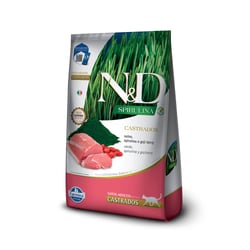 Ração Diet Farmina N&D Spirulina Sabor Suíno Para Gatos Adultos Castrados - 7 Kilos