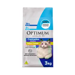Ração Diet Optimum Sabor Frango 3Kg Para Gatos Adultos Castrados - 3 Kilos