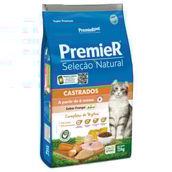 Ração Diet Premier Seleção Natural Frango 7,5Kg Para Gatos Adultos Castrados - 7,5 Kilos