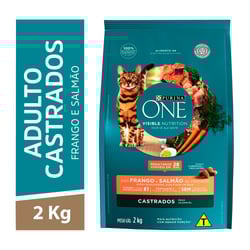 Ração Diet Purina One Frango E Salmão Para Gatos Castrados - 2 Kilos