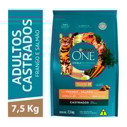 Ração Diet Purina One Sabor Frango E Salmão Para Gatos Castrados - 7,5 Kilos