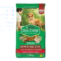 Ração Dog Chow Para Cães Adultos Médios E Grandes Carne, Frango E Arroz 15Kg - 20 kg
