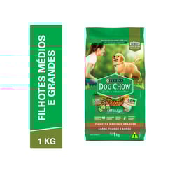 Ração Dog Chow Para Filhotes De Porte Médio E Grande Sabor Carne, Frango E Arroz - 1Kg - 1 Kilo