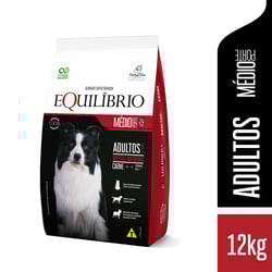 Ração Equilíbrio Carne Para Cães Adultos De Porte Médio 12Kg