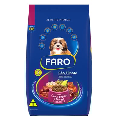 Ração Faro Para Cães Filhotes Sabor Carne, Frango E Fígado - 20Kg