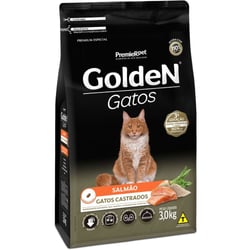 Ração Golden Gatos Castrados Sabor Salmão - 3Kg - 3 Kilos