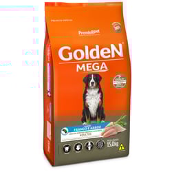Ração Golden Mega Premier Frango E Arroz Para Cães Adultos De Raças Grandes - 15Kg