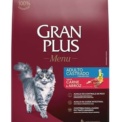 Ração Gran Plus Carne E Arroz Para Gatos Adultos Castrados - 10,1Kg - 10,1 Kilos