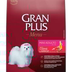 Ração Gran Plus Menu Para Cães Adultos Porte Mini Carne E Arroz - 10,1Kg - 10,1 Kilos
