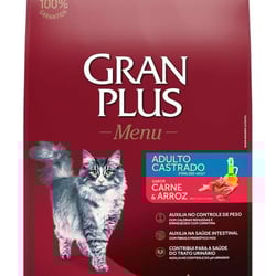 Ração Granplus Gatos Adultos Castrados Carne E Arroz - 3Kg - 3 Kilos