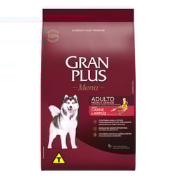 Ração Granplus Menu Adultos Médio E Grande Porte - Carne E Arroz - 20Kg - 3 Kilos