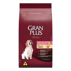Ração Granplus Menu Light Frango E Arroz Para Cães Adultos De Porte Médio E Grande - 3Kg - 3 Kilos