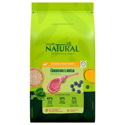 Ração Guabi Natural Adulto Cães Grandes Sabor Cordeiro E Aveia - 12Kg