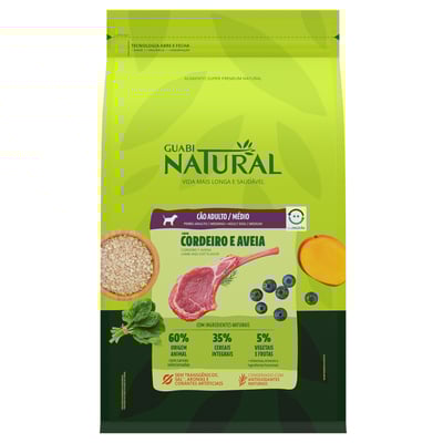 Ração Guabi Natural Cordeiro & Aveia Para Cães Adultos Médio Porte - 2,5Kg - 2,5 Kilos