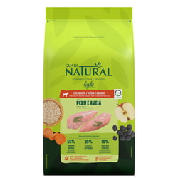 Ração Light Guabi Natural Para Cães Adultos De Porte Médio E Grande Sabor Peru E Aveia - 12Kg