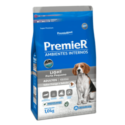 Ração Light Premier Ambientes Internos Para Cães Adultos De Raças Pequenas Sabor Frango E Salmão - 1Kg - 1 Kilo