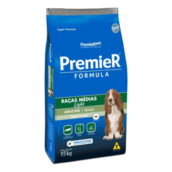 Ração Light Premier Fórmula Frango Para Cães Adultos Raças Médias - 15Kg