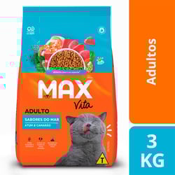 Ração Max Vita Sabores Do Mar Atum E Camarão Para Gatos Adultos - 3 Kilos