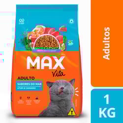 Ração Max Vita Sabores Do Mar Para Gatos Adultos Sabor Atum E Camarão - 1 Kilo