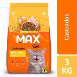 Ração Max Vita Selection Frango Para Gatos Castrados - 3 Kilos