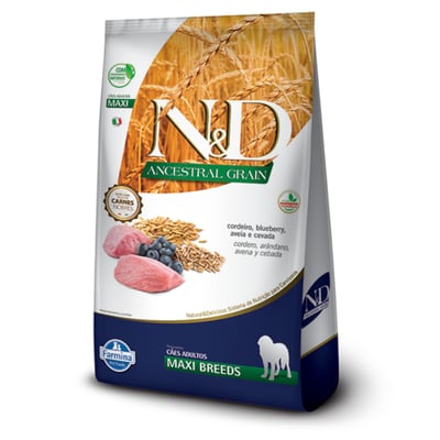 Ração N&D Ancestral Grain Cordeiro Para Cães Adultos Maxi - 10,1Kg