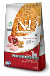 Ração N&D Ancestral Grain Frango Para Cães Médios Adultos - 10,1Kg