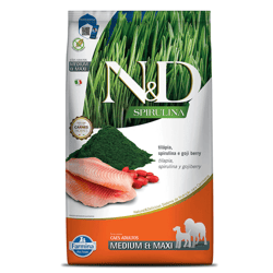 Ração N&D Spirulina Tilápia Para Cães Adultos Medium E Maxi - 10,1Kg