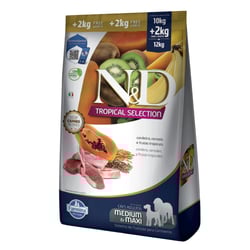Ração Nd Tropical Selection Para Cães Adultos Medium E Maxi Cordeiro - 12Kg - 10kg + 2kg Grátis