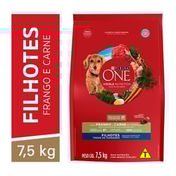 Ração Nestlé Purina One Para Cães Filhotes De Porte Médio E Grande - Sabor Frango E Carne - 7,5Kg
