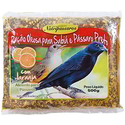 Ração Oleosa Nutripássaros Com Laranja Para Sabiá E Pássaro Preto - 500G