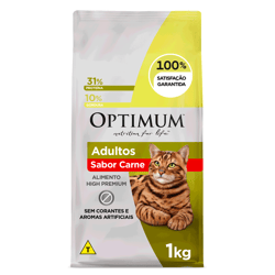 Ração Optimum Gatos Adultos Carne 1Kg - 1 Kilo