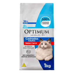 Ração Optimum Para Gatos Adultos Castrados Carne - 1Kg - 1 Kilo